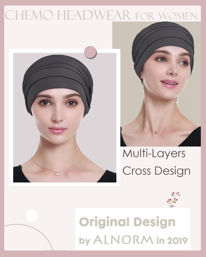 Alnorm Breast Cancer Headwear Chemotherapy Cap Head Wraps Grey - Image 4